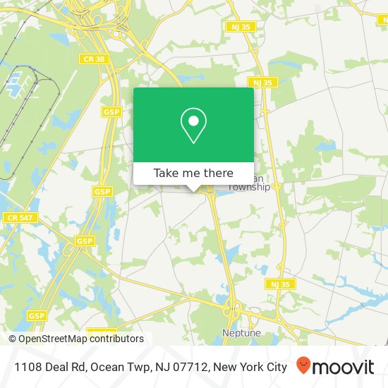 Mapa de 1108 Deal Rd, Ocean Twp, NJ 07712
