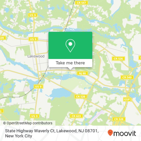 Mapa de State Highway Waverly Ct, Lakewood, NJ 08701