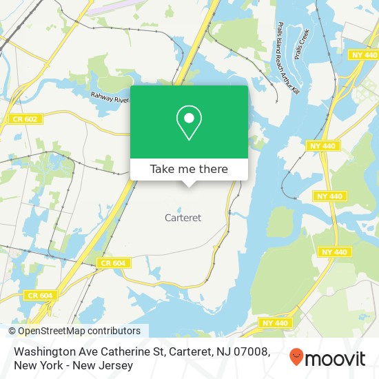 Mapa de Washington Ave Catherine St, Carteret, NJ 07008