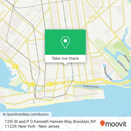 Mapa de 12th St and P O Kenneth Hansen Way, Brooklyn, NY 11229