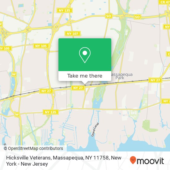 Mapa de Hicksville Veterans, Massapequa, NY 11758