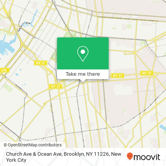 Mapa de Church Ave & Ocean Ave, Brooklyn, NY 11226