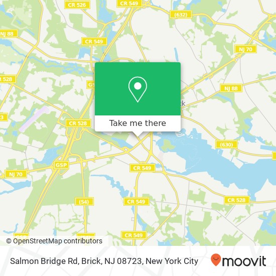 Mapa de Salmon Bridge Rd, Brick, NJ 08723