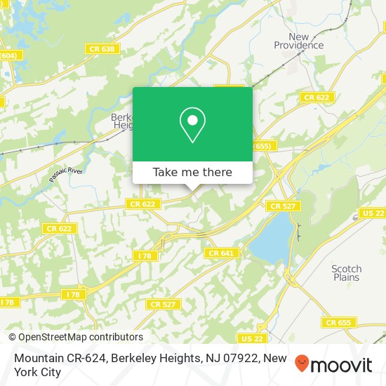 Mapa de Mountain CR-624, Berkeley Heights, NJ 07922