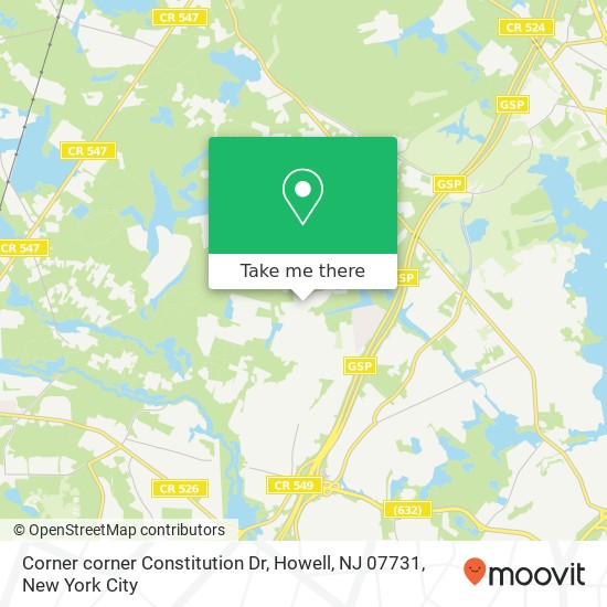 Mapa de Corner corner Constitution Dr, Howell, NJ 07731