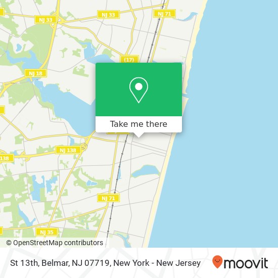 Mapa de St 13th, Belmar, NJ 07719