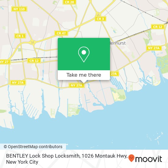 Mapa de BENTLEY Lock Shop Locksmith, 1026 Montauk Hwy