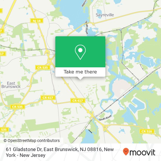 61 Gladstone Dr, East Brunswick, NJ 08816 map