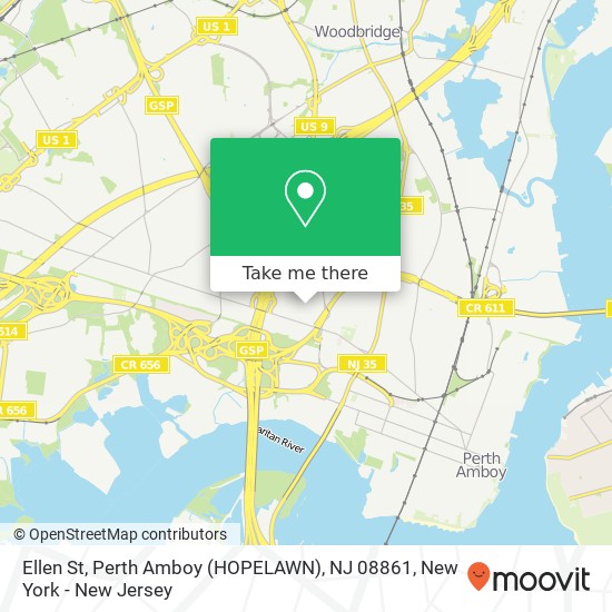 Mapa de Ellen St, Perth Amboy (HOPELAWN), NJ 08861