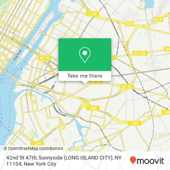 Mapa de 42nd St 47th, Sunnyside (LONG ISLAND CITY), NY 11104