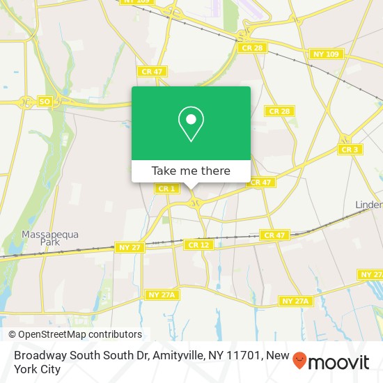 Broadway South South Dr, Amityville, NY 11701 map