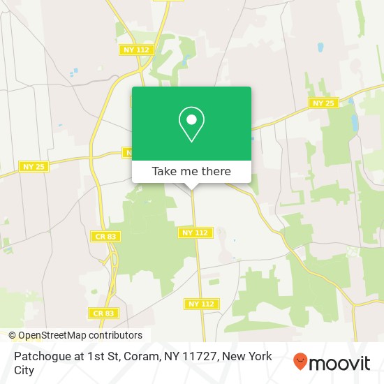 Mapa de Patchogue at 1st St, Coram, NY 11727
