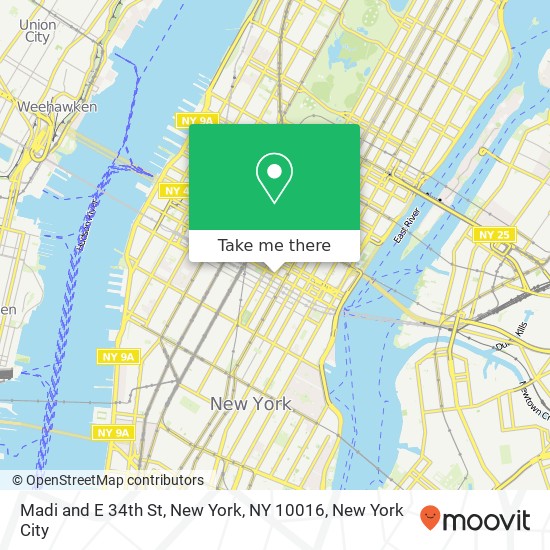 Madi and E 34th St, New York, NY 10016 map