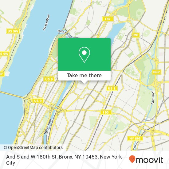 Mapa de And S and W 180th St, Bronx, NY 10453