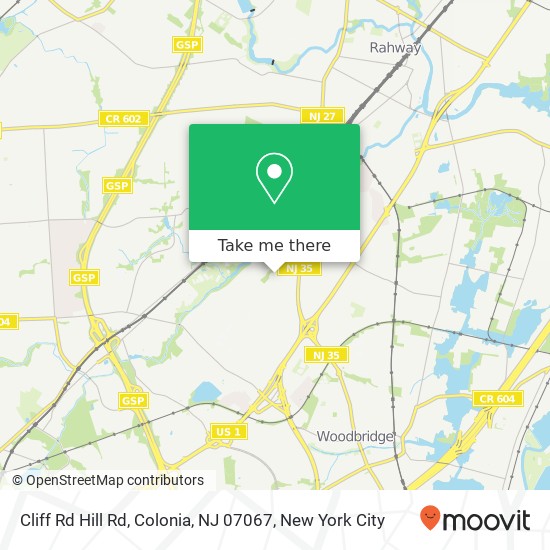 Cliff Rd Hill Rd, Colonia, NJ 07067 map