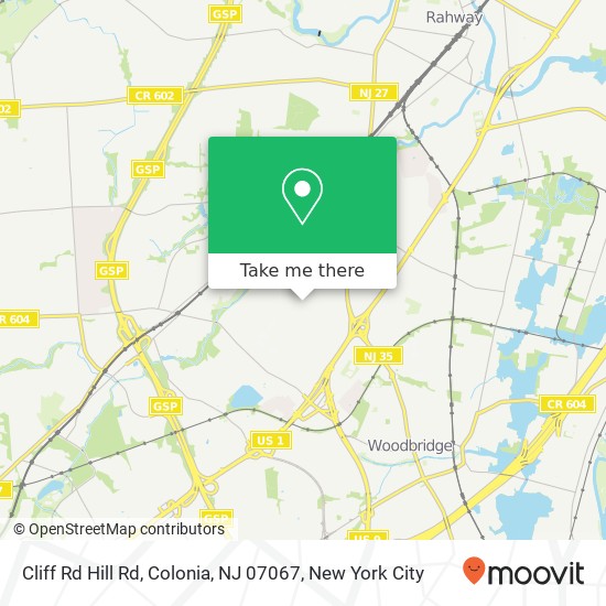 Mapa de Cliff Rd Hill Rd, Colonia, NJ 07067
