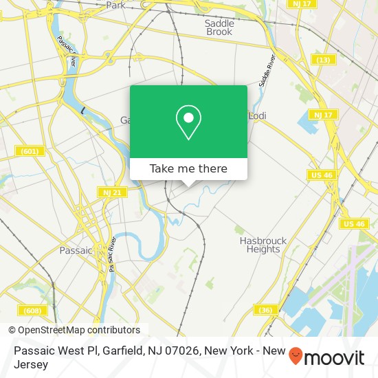 Mapa de Passaic West Pl, Garfield, NJ 07026