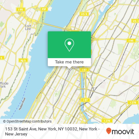 Mapa de 153 St Saint Ave, New York, NY 10032