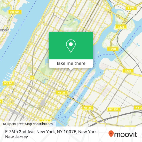 Mapa de E 76th 2nd Ave, New York, NY 10075