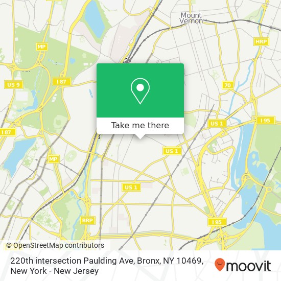 220th intersection Paulding Ave, Bronx, NY 10469 map