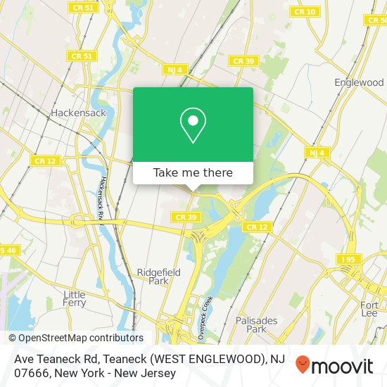 Mapa de Ave Teaneck Rd, Teaneck (WEST ENGLEWOOD), NJ 07666