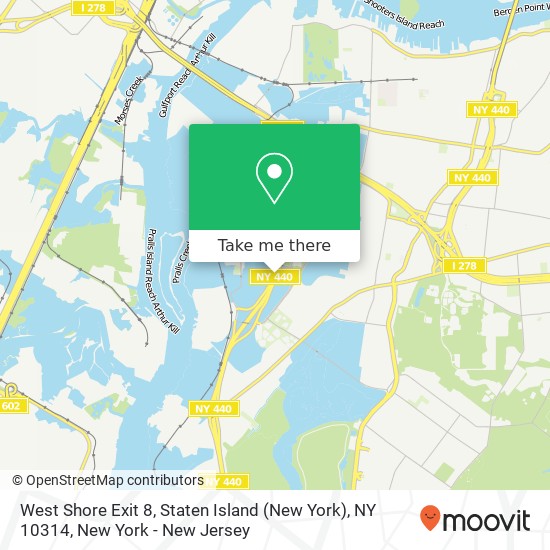 Mapa de West Shore Exit 8, Staten Island (New York), NY 10314