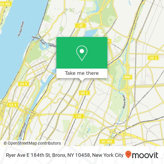 Mapa de Ryer Ave E 184th St, Bronx, NY 10458