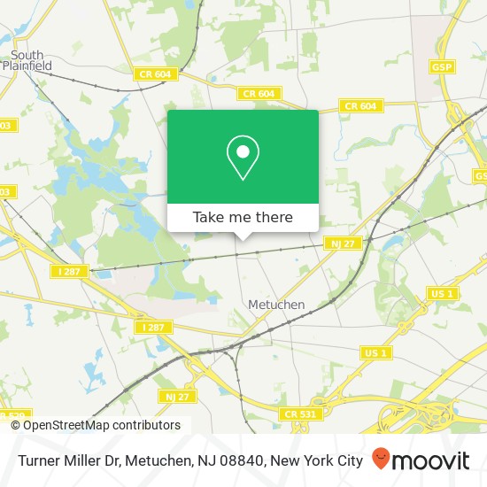 Mapa de Turner Miller Dr, Metuchen, NJ 08840