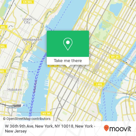 Mapa de W 36th 9th Ave, New York, NY 10018