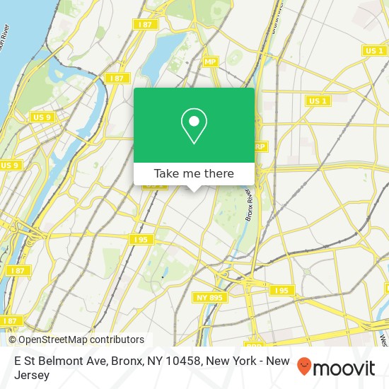 Mapa de E St Belmont Ave, Bronx, NY 10458