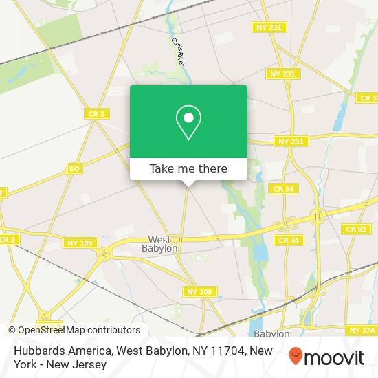 Mapa de Hubbards America, West Babylon, NY 11704