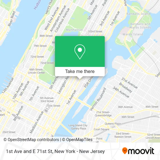 1st Ave and E 71st St map