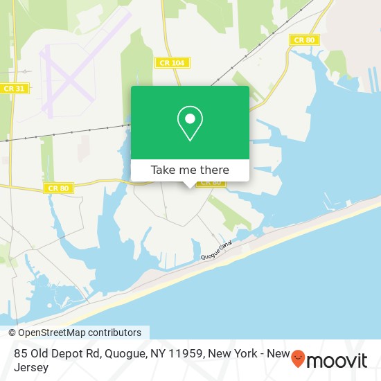 85 Old Depot Rd, Quogue, NY 11959 map