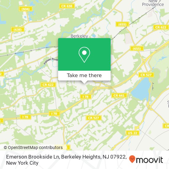 Emerson Brookside Ln, Berkeley Heights, NJ 07922 map