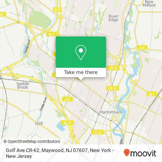 Mapa de Golf Ave CR-62, Maywood, NJ 07607