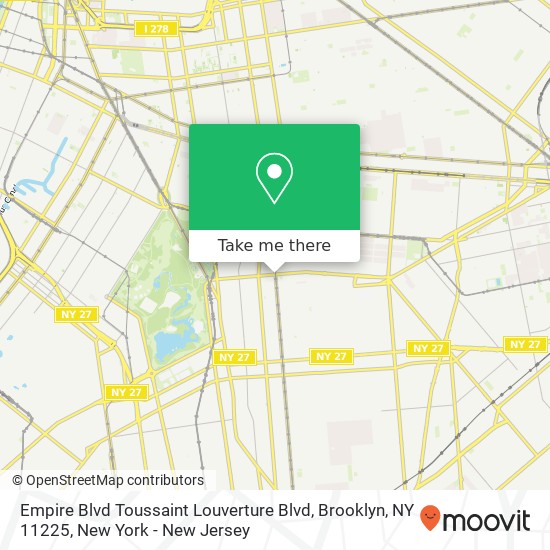 Empire Blvd Toussaint Louverture Blvd, Brooklyn, NY 11225 map