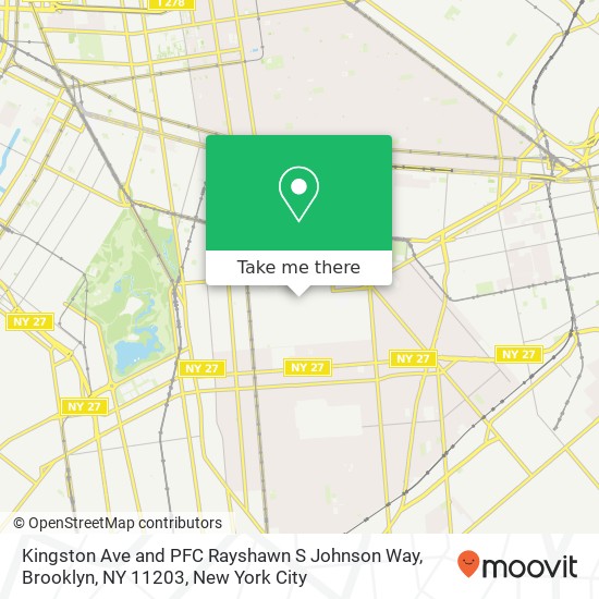 Kingston Ave and PFC Rayshawn S Johnson Way, Brooklyn, NY 11203 map