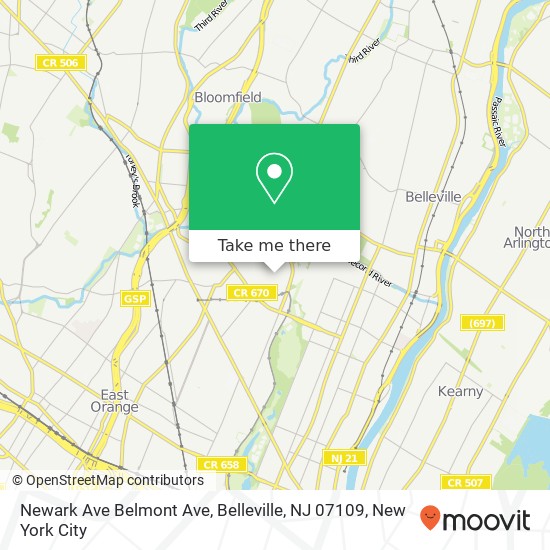Newark Ave Belmont Ave, Belleville, NJ 07109 map