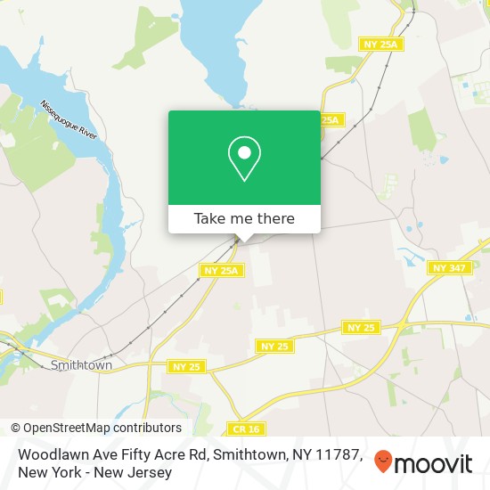 Mapa de Woodlawn Ave Fifty Acre Rd, Smithtown, NY 11787