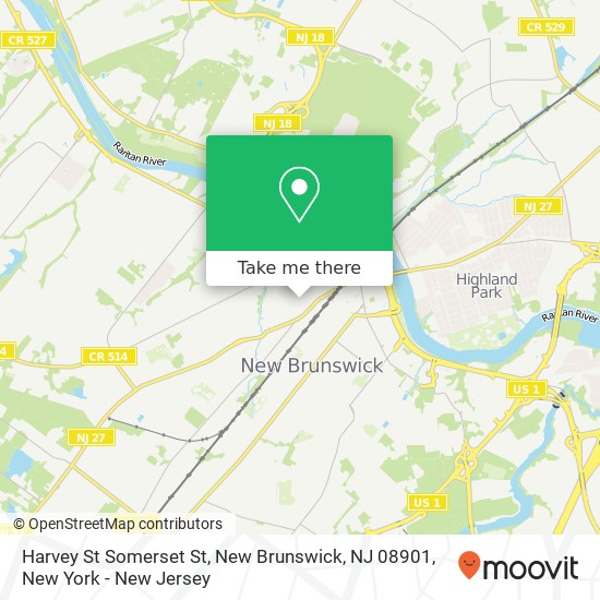 Mapa de Harvey St Somerset St, New Brunswick, NJ 08901