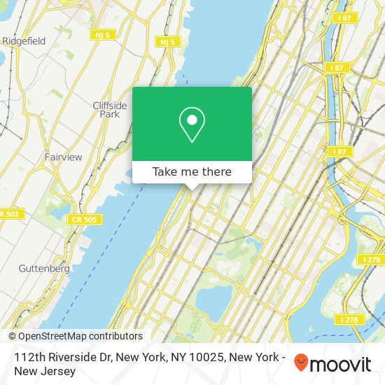 Mapa de 112th Riverside Dr, New York, NY 10025