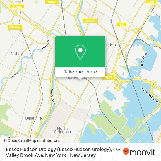 Mapa de Essex Hudson Urology (Essex-Hudson Urology), 464 Valley Brook Ave