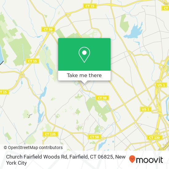 Mapa de Church Fairfield Woods Rd, Fairfield, CT 06825