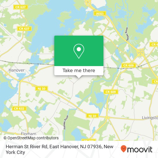 Mapa de Herman St River Rd, East Hanover, NJ 07936