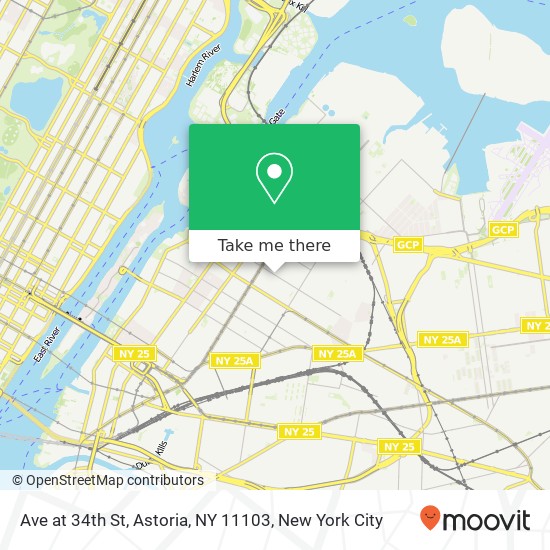 Mapa de Ave at 34th St, Astoria, NY 11103