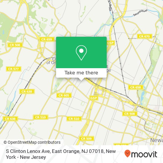Mapa de S Clinton Lenox Ave, East Orange, NJ 07018