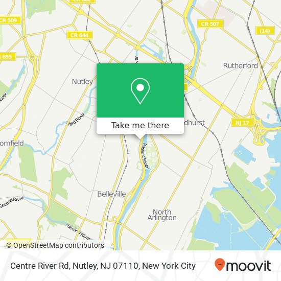 Mapa de Centre River Rd, Nutley, NJ 07110