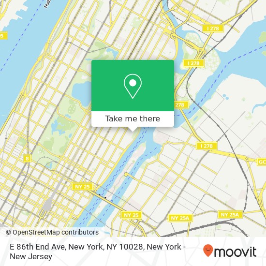 Mapa de E 86th End Ave, New York, NY 10028