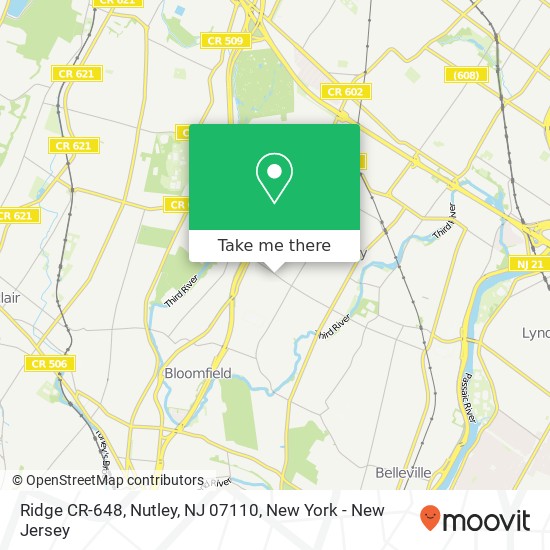 Mapa de Ridge CR-648, Nutley, NJ 07110