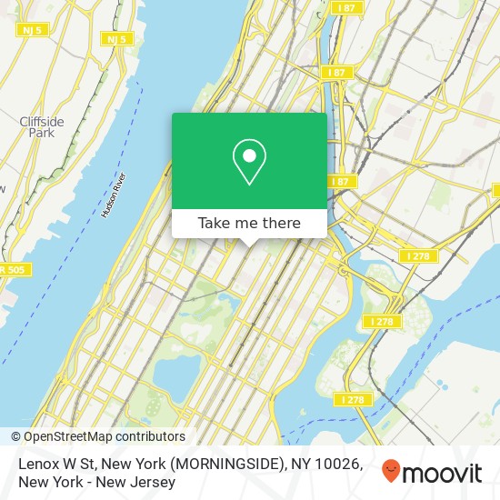 Mapa de Lenox W St, New York (MORNINGSIDE), NY 10026